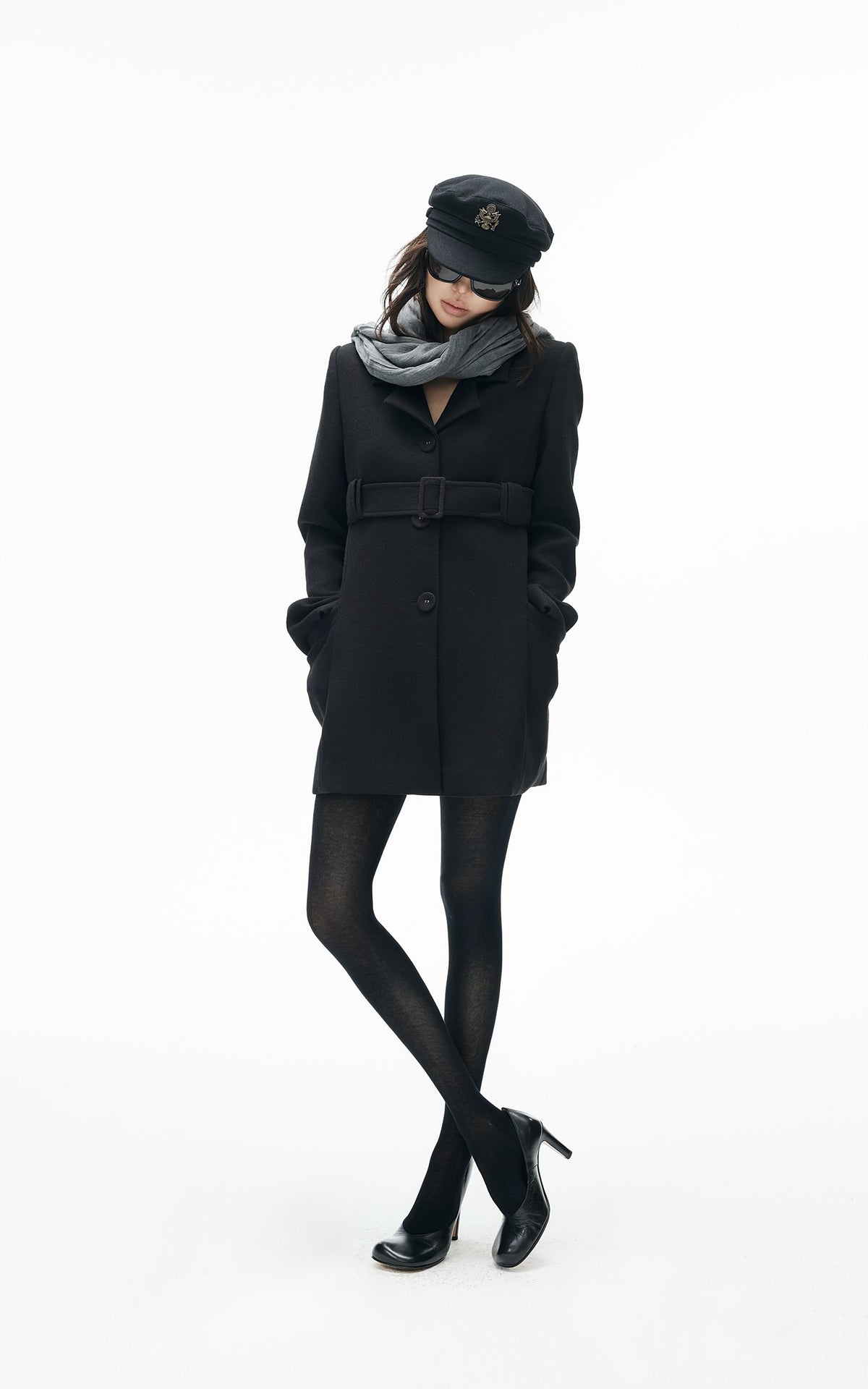 IAMXIAA Structured Waist-Belted Tailored Longline Blazer Coat