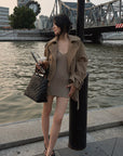 Hydrae Shimmer Ribbed Knit Bodycon Mini Dress