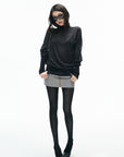 IAMXIAA Inside-Out Contrast Denim Micro Skirt