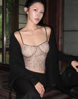 Hydrae Floral Lace Bustier Cami Top with Adjustable Straps