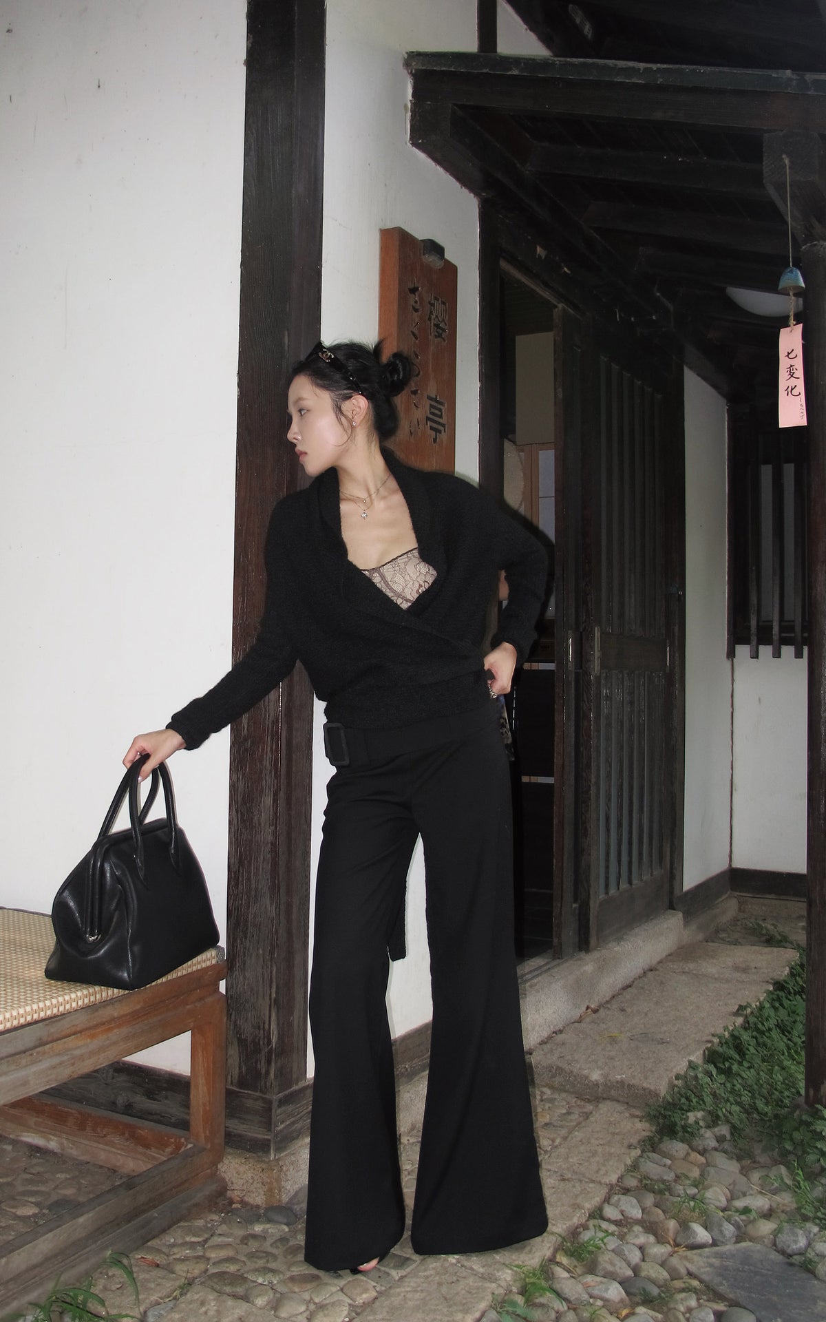 Hydrae Deep V Wrap Tie-Waist Soft Knit Cardigan