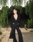 Hydrae Deep V Wrap Tie-Waist Soft Knit Cardigan
