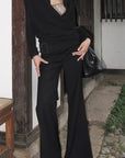 Hydrae Low-Rise Statement Buckle Belt Flared Pants
