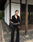 Hydrae Deep V Wrap Tie-Waist Soft Knit Cardigan
