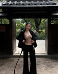 Hydrae Low-Rise Statement Buckle Belt Flared Pants