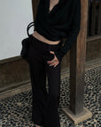 Hydrae Deep V Wrap Tie-Waist Soft Knit Cardigan