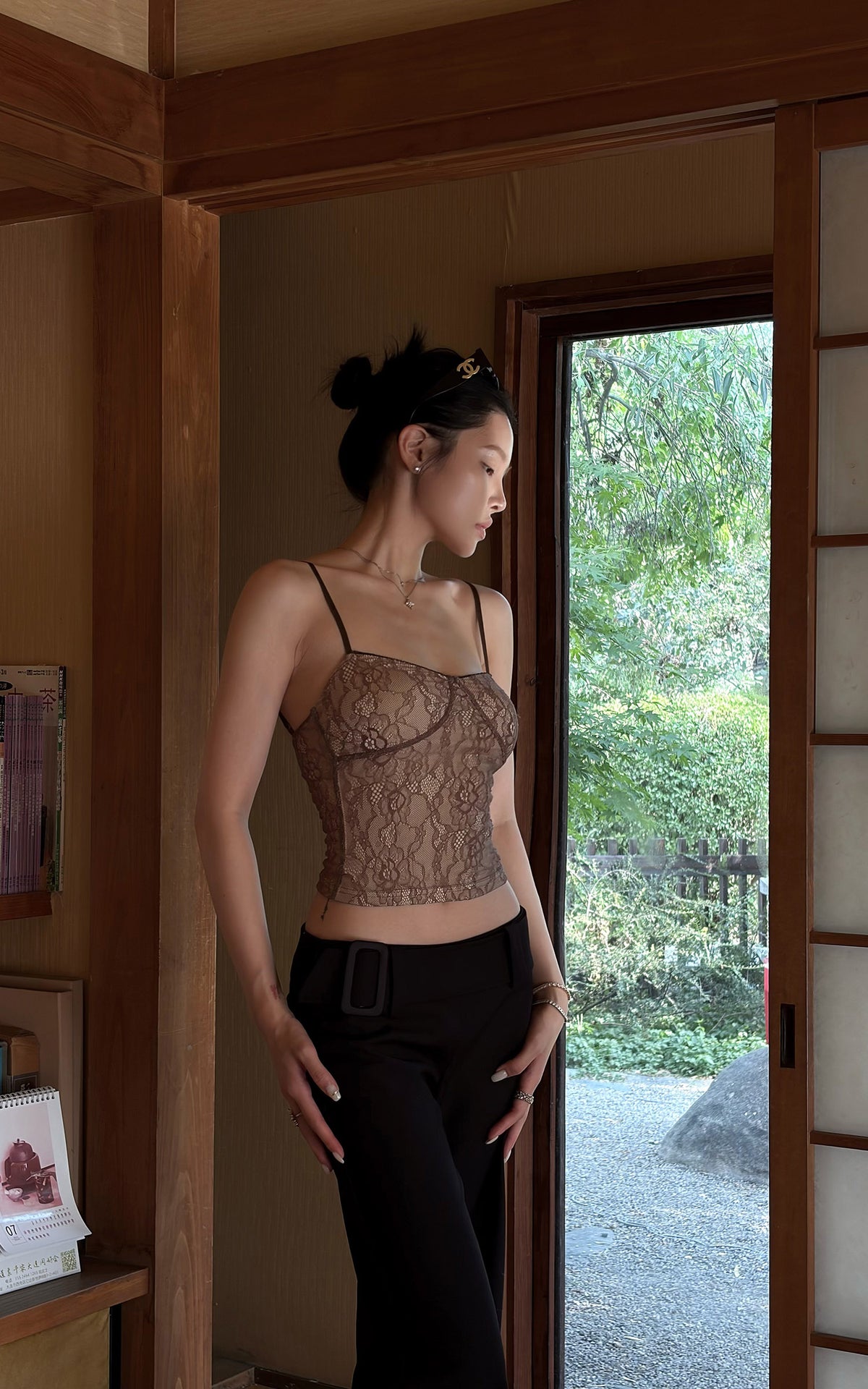 Hydrae Floral Lace Bustier Cami Top with Adjustable Straps