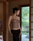 Hydrae Floral Lace Bustier Cami Top with Adjustable Straps