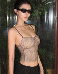 Hydrae Floral Lace Bustier Cami Top with Adjustable Straps