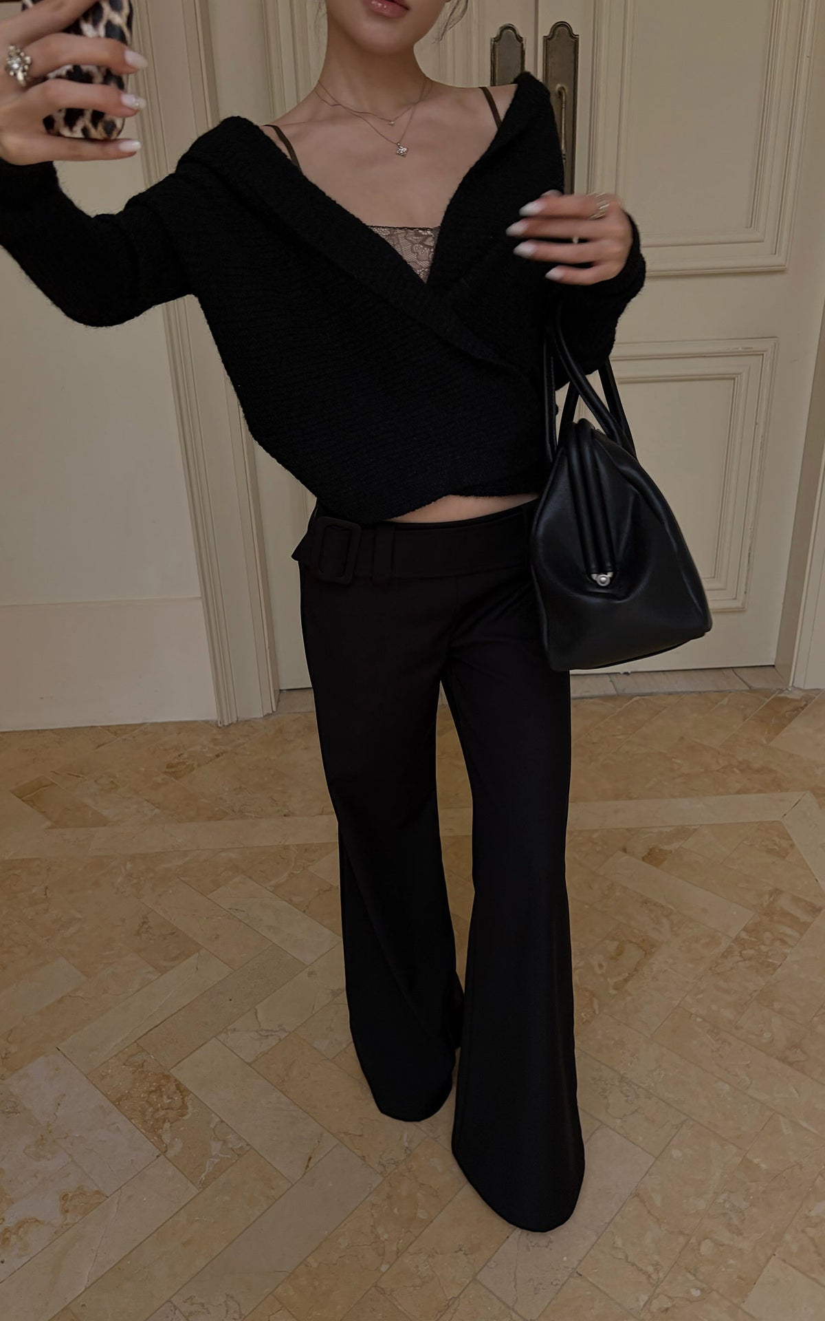 Hydrae Deep V Wrap Tie-Waist Soft Knit Cardigan