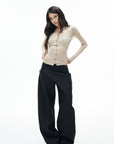 IAMXIAA Low-Rise Double Button Oversized Wide Leg Tailored Pants