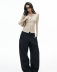 IAMXIAA Low-Rise Double Button Oversized Wide Leg Tailored Pants