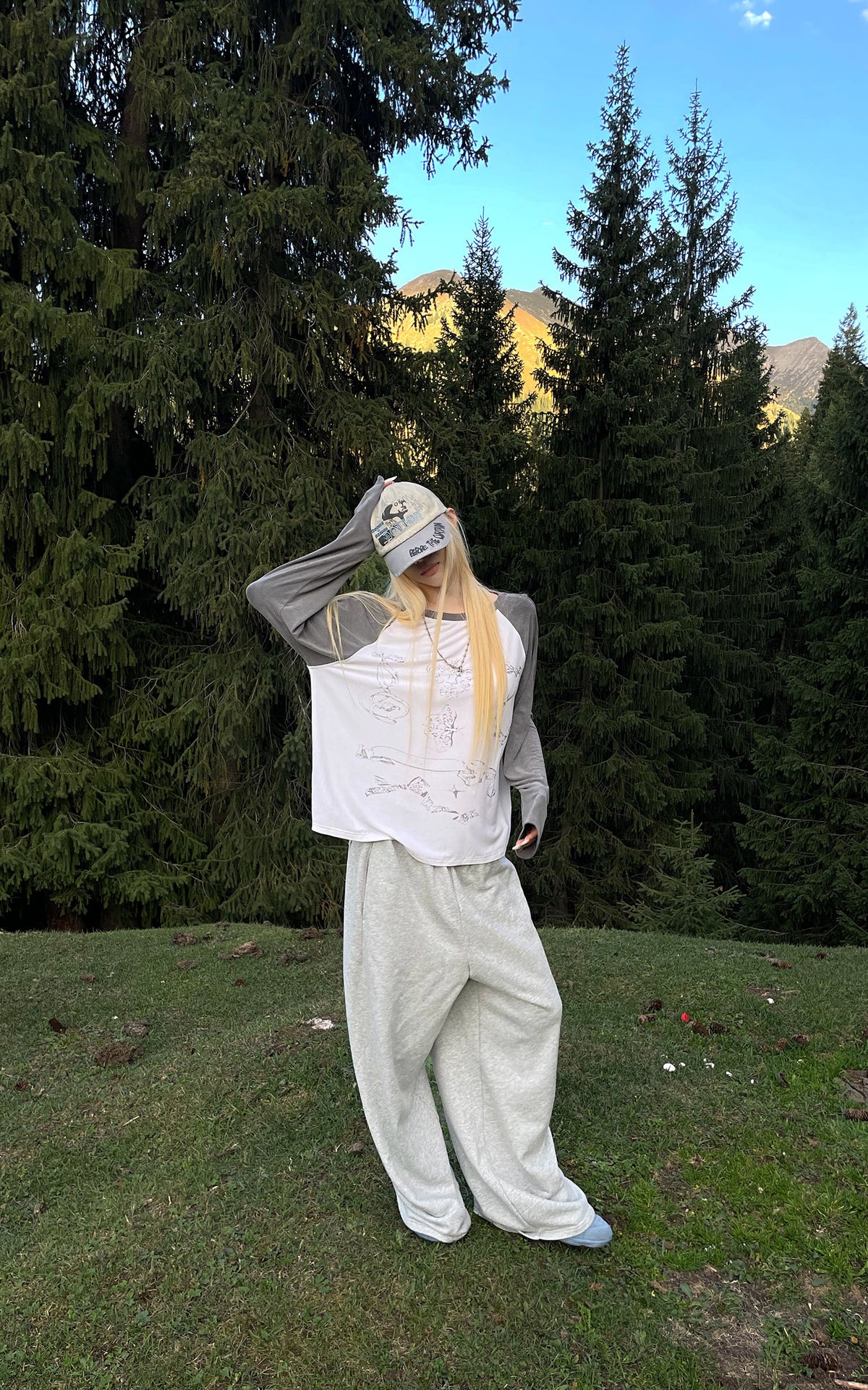Rase le sol Pantalon de survêtement large à imprimé graffiti