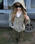 Rase le sol Amor Fati Leopard Zip-Up Hoodie