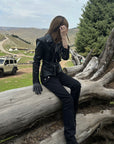 Rase le sol Sculpted-Waist Leather-Look Biker Jacket