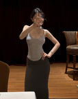 Hydrae Foldover Waist Flared Knit Maxi Skirt