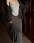 Hydrae Foldover Waist Flared Knit Maxi Skirt
