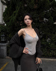 Hydrae Satin Bow Detail Sculpted Cami Top With Slim Fit Silhouette