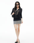 IAMXIAA Inside-Out Contrast Denim Micro Skirt