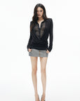 IAMXIAA Inside-Out Contrast Denim Micro Skirt