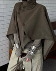 WARDEN EDGE Asymmetric High-Neck Draped Cape Top