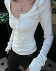 WARDEN EDGE Embroidered Scoop Neck Long Sleeve Top