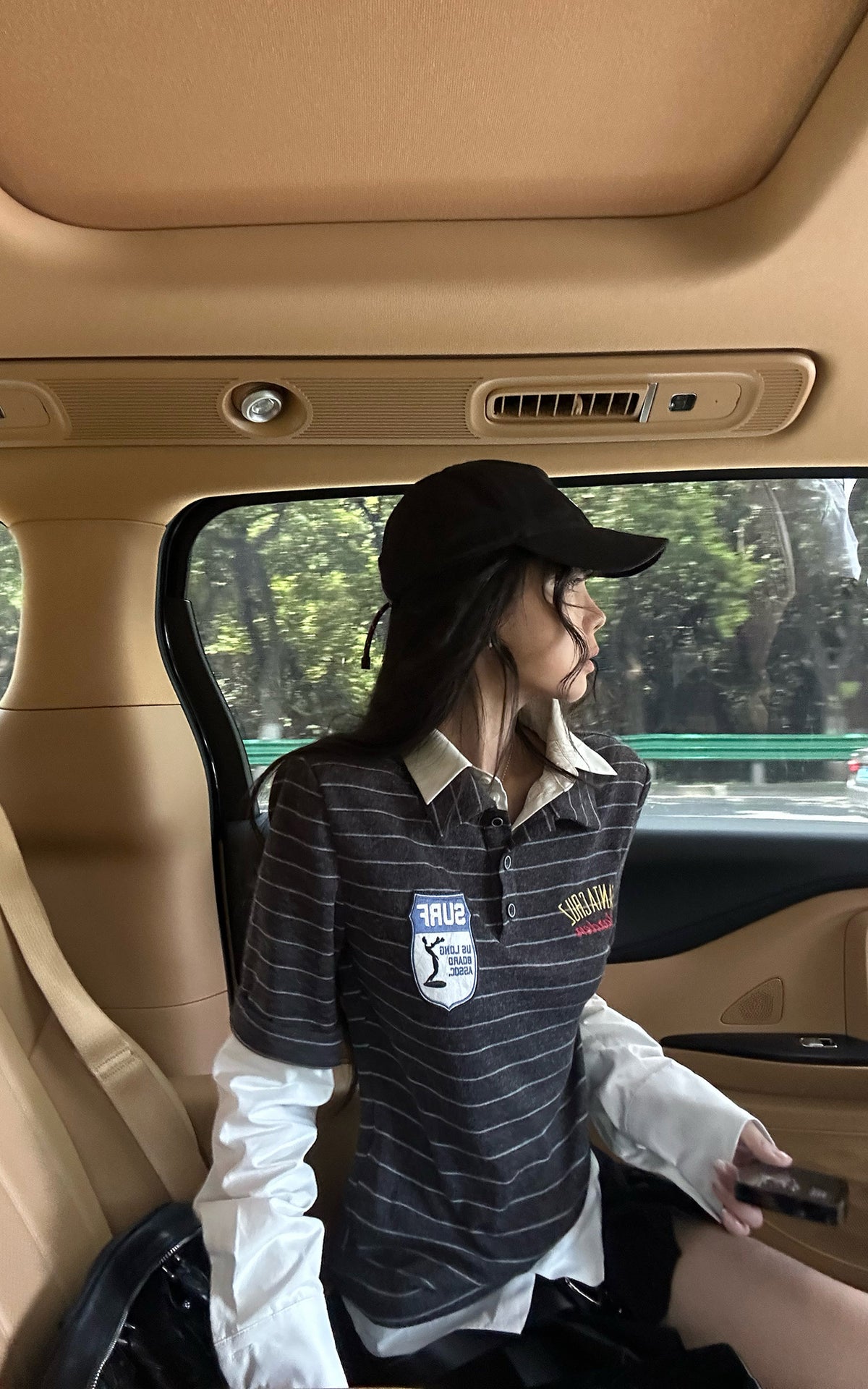 WARDEN EDGE Layered Striped Polo Shirt