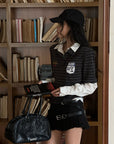 WARDEN EDGE Layered Striped Polo Shirt