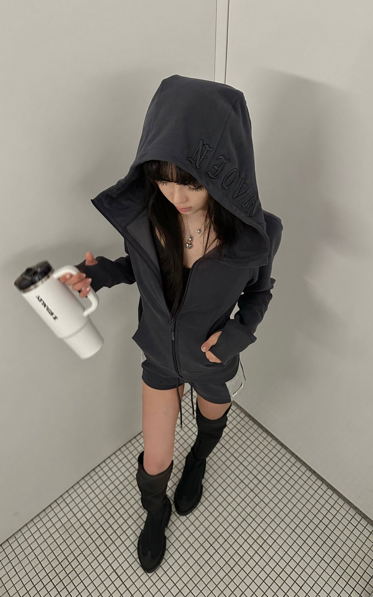 WARDEN EDGE Contoured Zip-Up Hoodie &amp; Contrast Panel Shorts Set