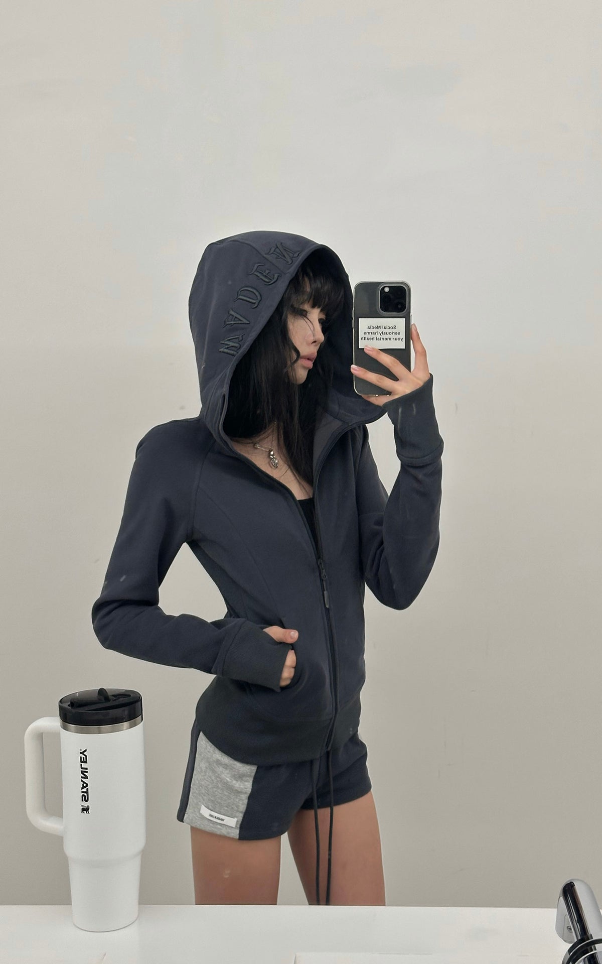 WARDEN EDGE Contoured Zip-Up Hoodie &amp; Contrast Panel Shorts Set