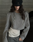 WARDEN EDGE Cropped Double-Breasted Military Jacket