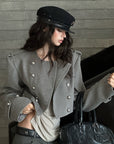 WARDEN EDGE Cropped Double-Breasted Military Jacket
