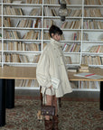 WARDEN EDGE Oversized High-Neck Balloon Sleeve Belted Trench Coat