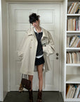 WARDEN EDGE Oversized High-Neck Balloon Sleeve Belted Trench Coat