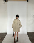 WARDEN EDGE Oversized High-Neck Balloon Sleeve Belted Trench Coat