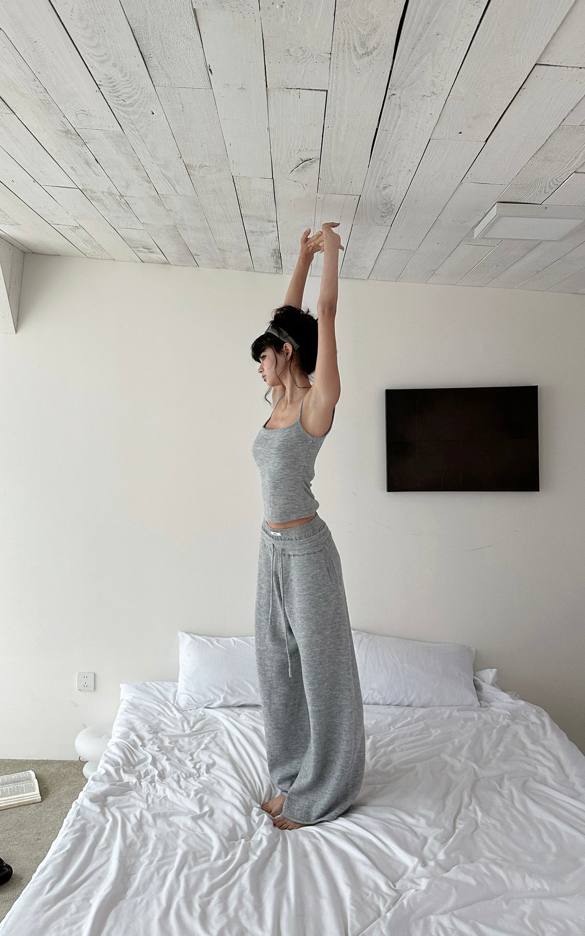 WARDEN EDGE Layered Waistband Wide-Leg Knit Pants