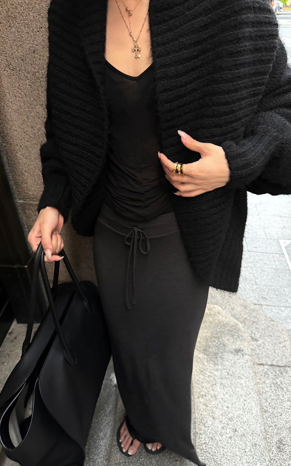 ROVENTE Oversized Ribbed Shawl Collar Balloon Sleeve Cardigan