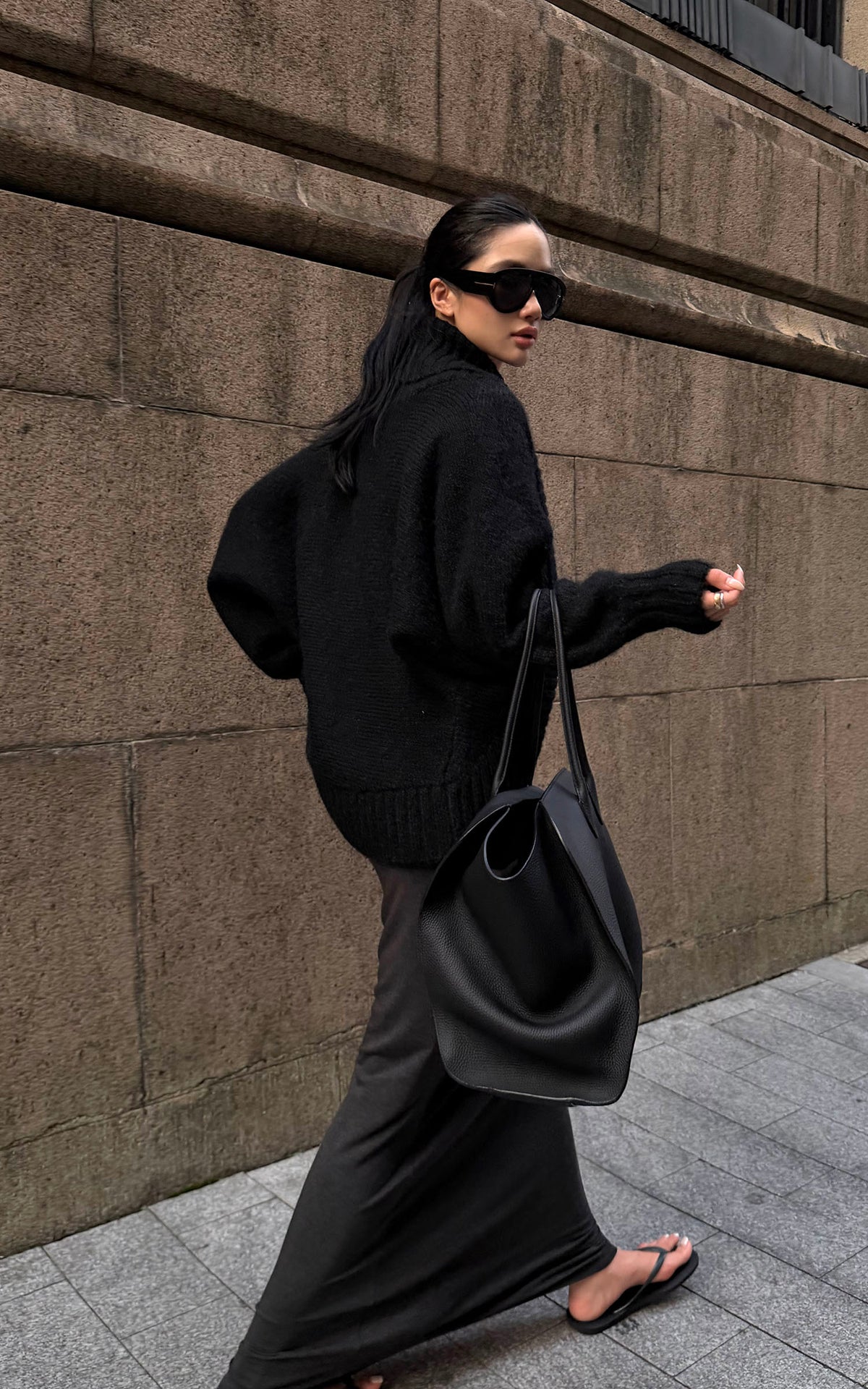ROVENTE Oversized Ribbed Shawl Collar Balloon Sleeve Cardigan