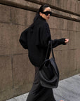 ROVENTE Oversized Ribbed Shawl Collar Balloon Sleeve Cardigan