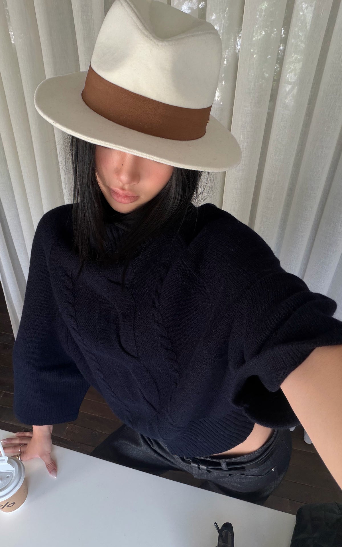 ROVENTE Cable-Knit Wool Turtleneck Relaxed Wide-Sleeve Sweater