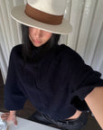 ROVENTE Cable-Knit Wool Turtleneck Relaxed Wide-Sleeve Sweater