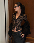ROVENTE Floral Lace Shirt & Maxi Skirt Set