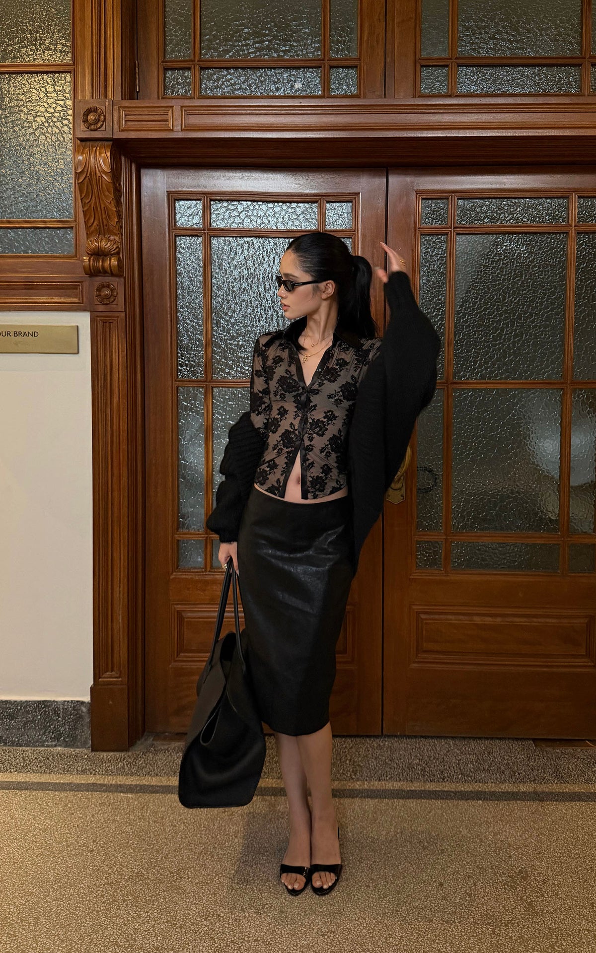 ROVENTE Floral Lace Shirt &amp; Maxi Skirt Set