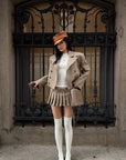 ROVENTE Cropped Double-Breasted Blazer & Pleated Mini Skirt Set