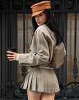 ROVENTE Cropped Double-Breasted Blazer & Pleated Mini Skirt Set