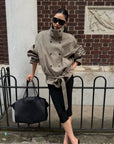 ROVENTE Double-Breasted High Stand Collar Belted Short Trench Jacket