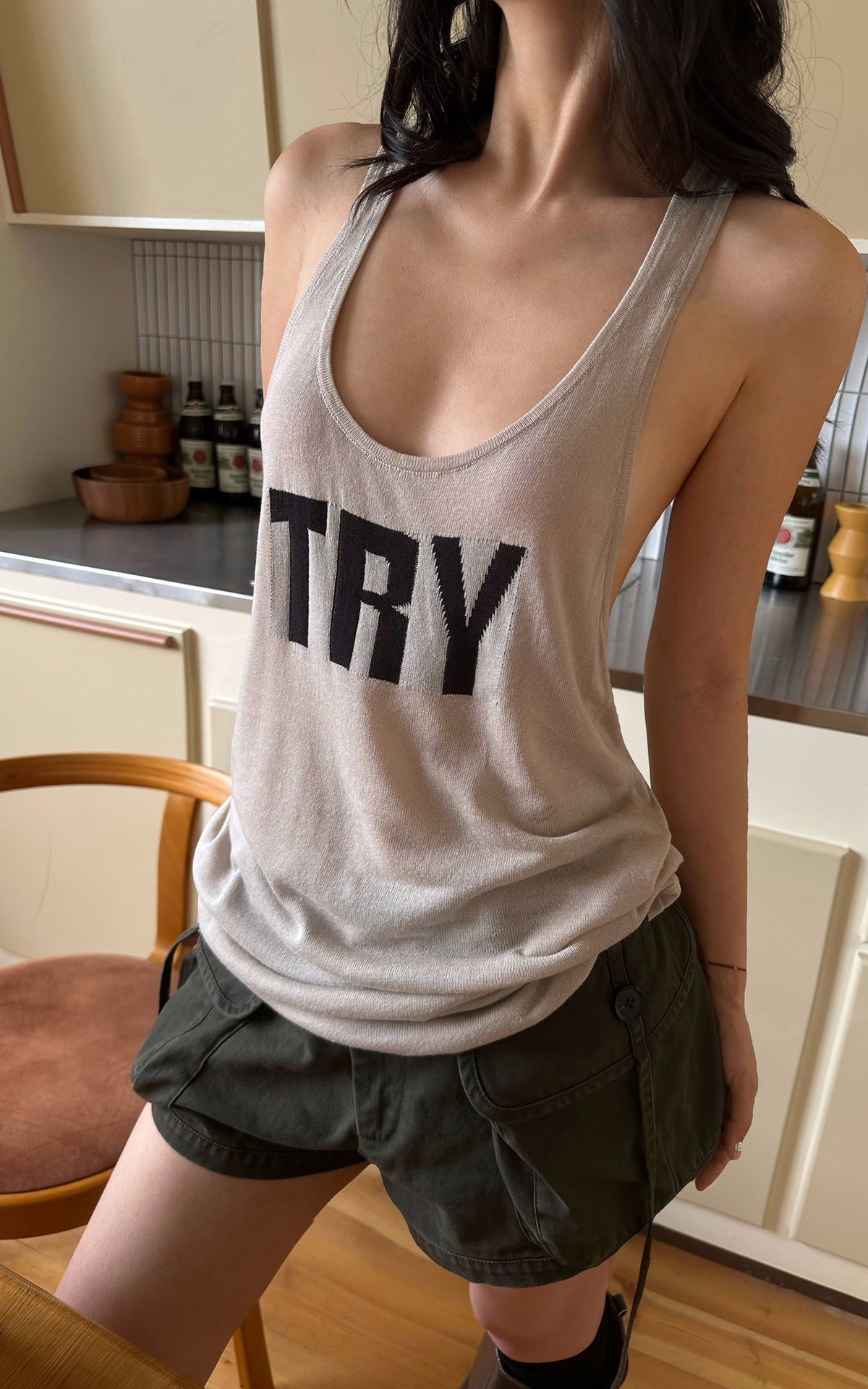 WARDEN EDGE TRY Graphic Racerback Knit Tank Top