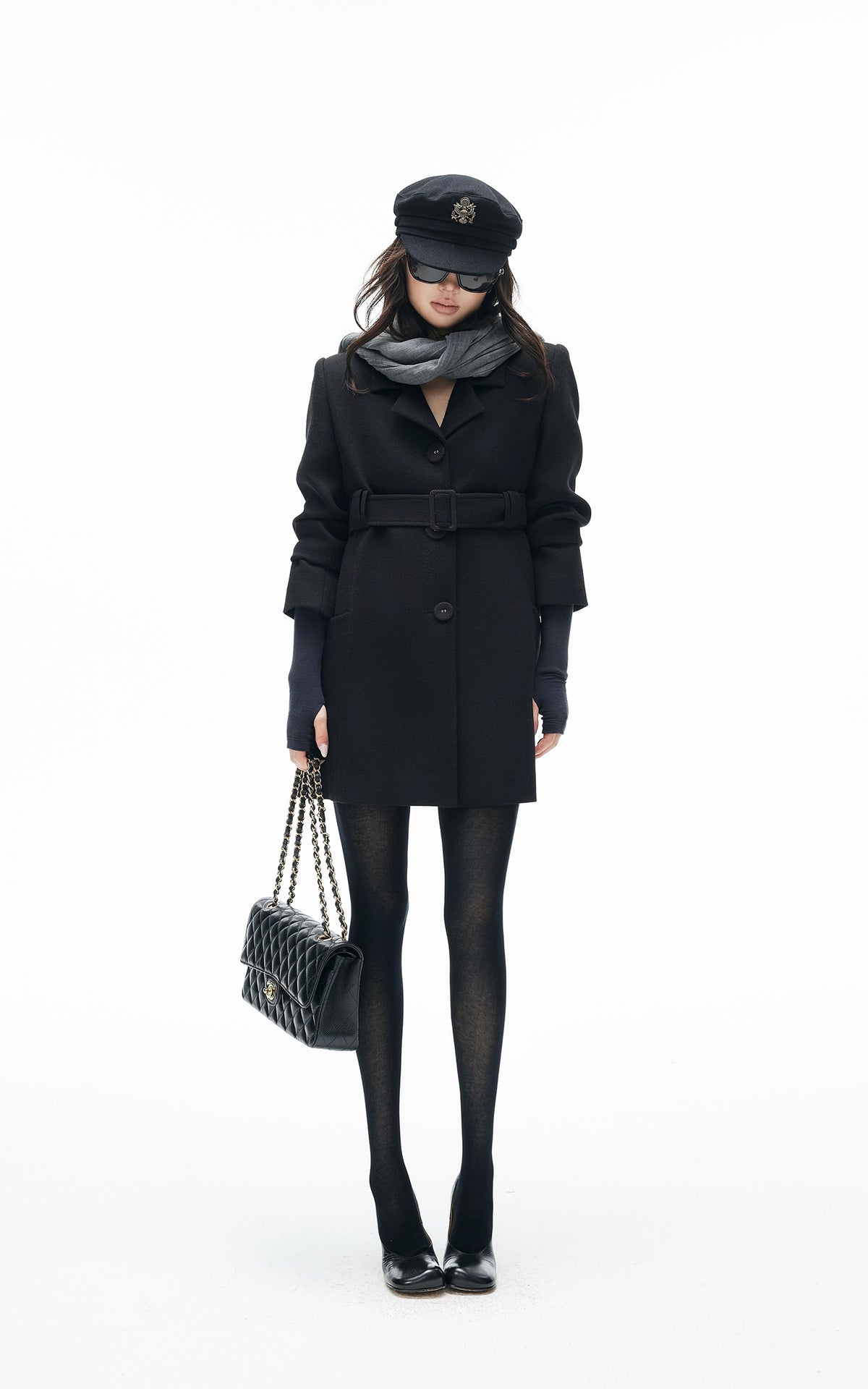 IAMXIAA Structured Waist-Belted Tailored Longline Blazer Coat