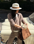 ROVENTE Brushed V-Neck Relaxed Fit Long Sleeve Knit Sweater