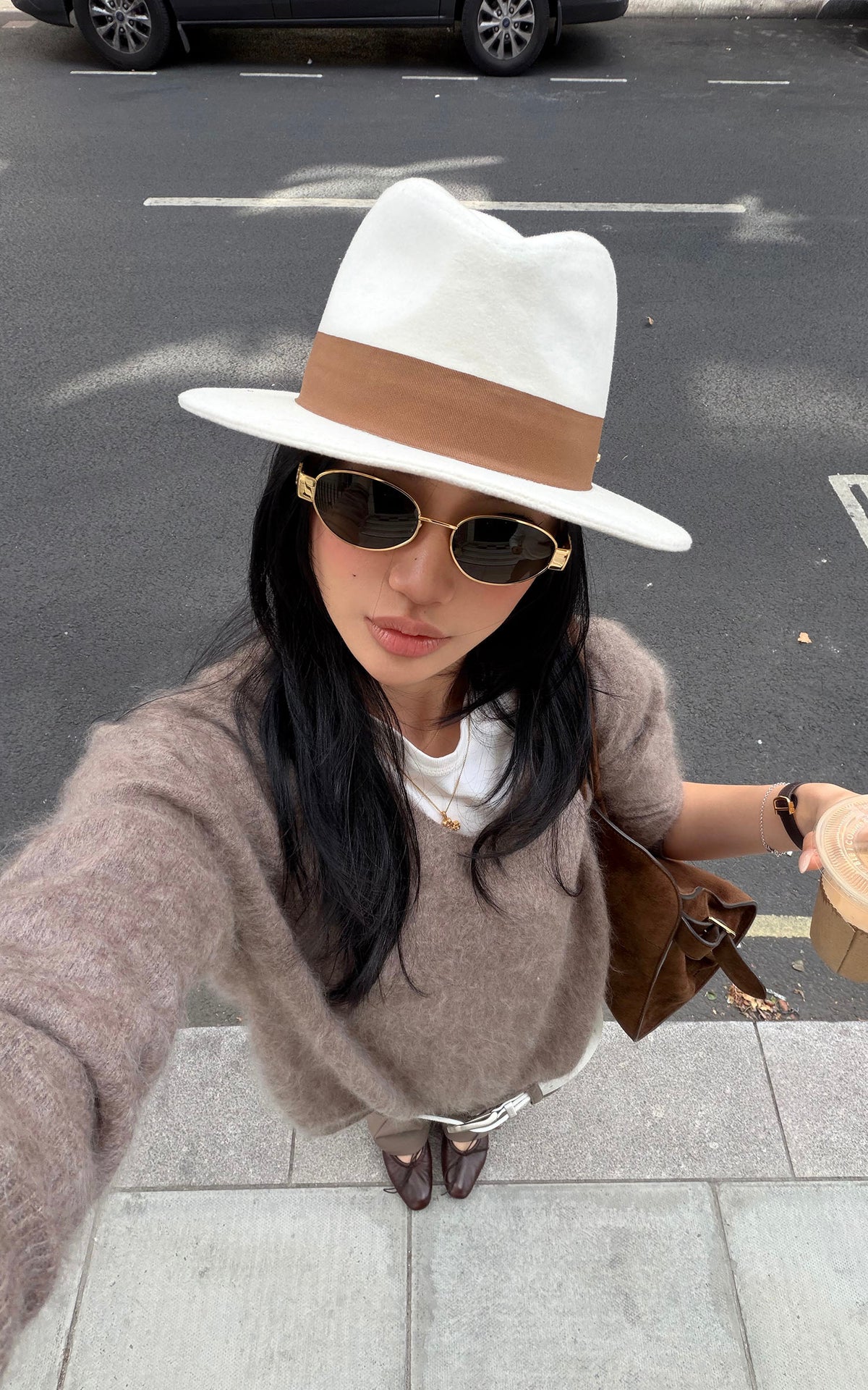 ROVENTE Brushed V-Neck Relaxed Fit Long Sleeve Knit Sweater